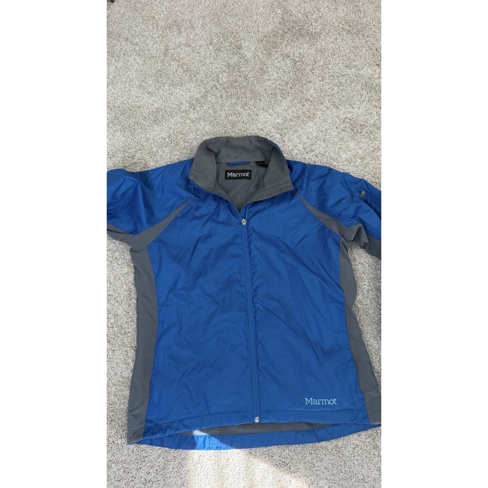 Marmot Jacket Womens Medium Blue Gray Minimalist Fleece Lined Long Sleeve Pocket
